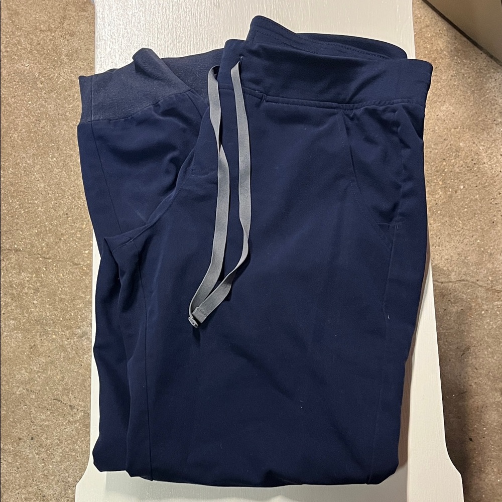 Figs Navy Jogger Pants with Gray Drawstring